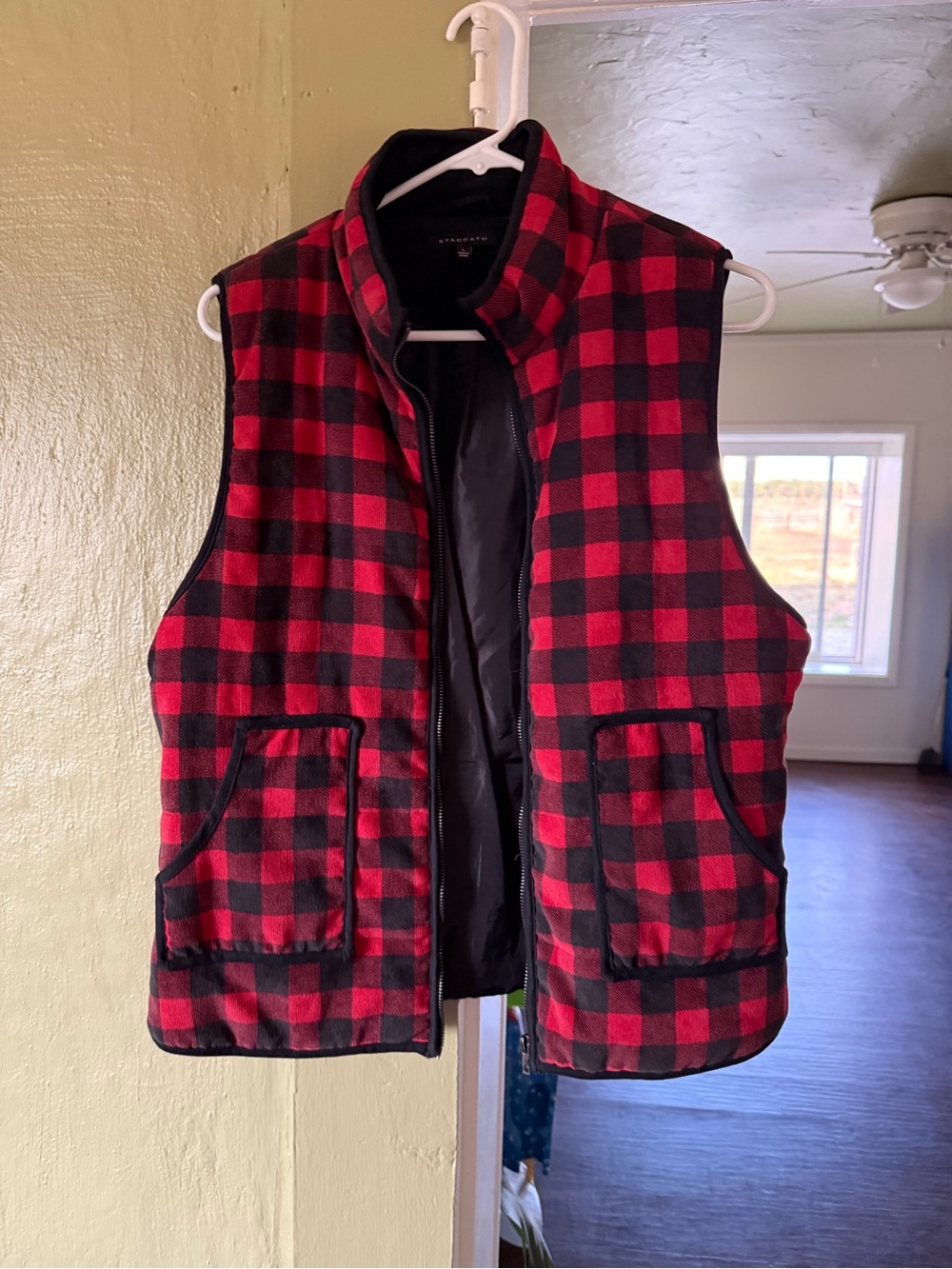 Staccato Red and Black Buffalo Plaid Quilted Vest